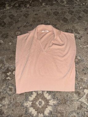 Soft Pink Sleeveless Knit Polo Top